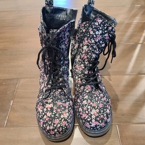 Floral combat boots